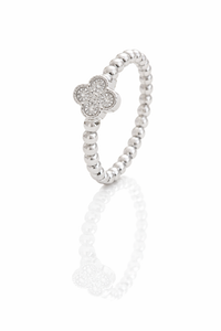 ANILLO DE PLATA 925 CON TRÉBOL DE CUATRO HOJAS EN CIRCONITAS