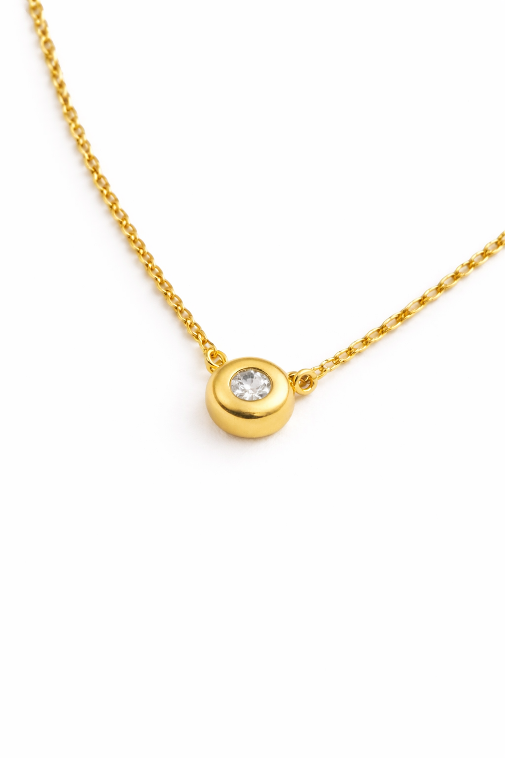 COLLAR DE PLATA 925 BAÑADA EN ORO DE 18K PUNTO DE LUZ CON CIRCONITA BRILLANTE