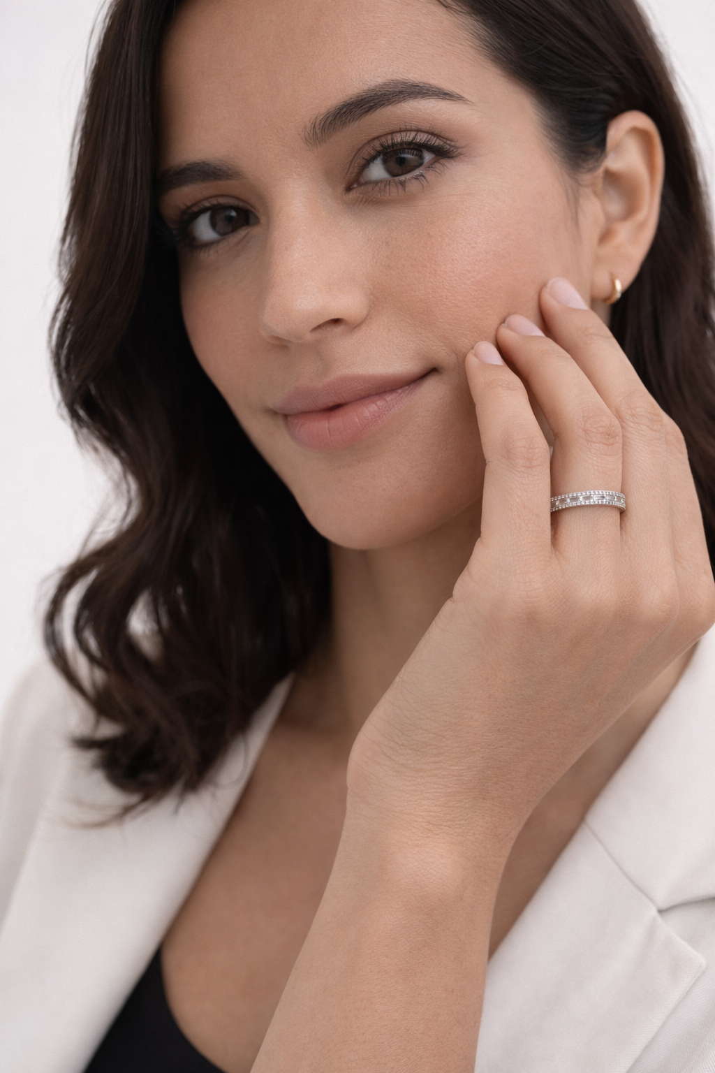 ANILLO DE PLATA 925 CON DOBLE FILA DE CIRCONITAS BRILLANTES