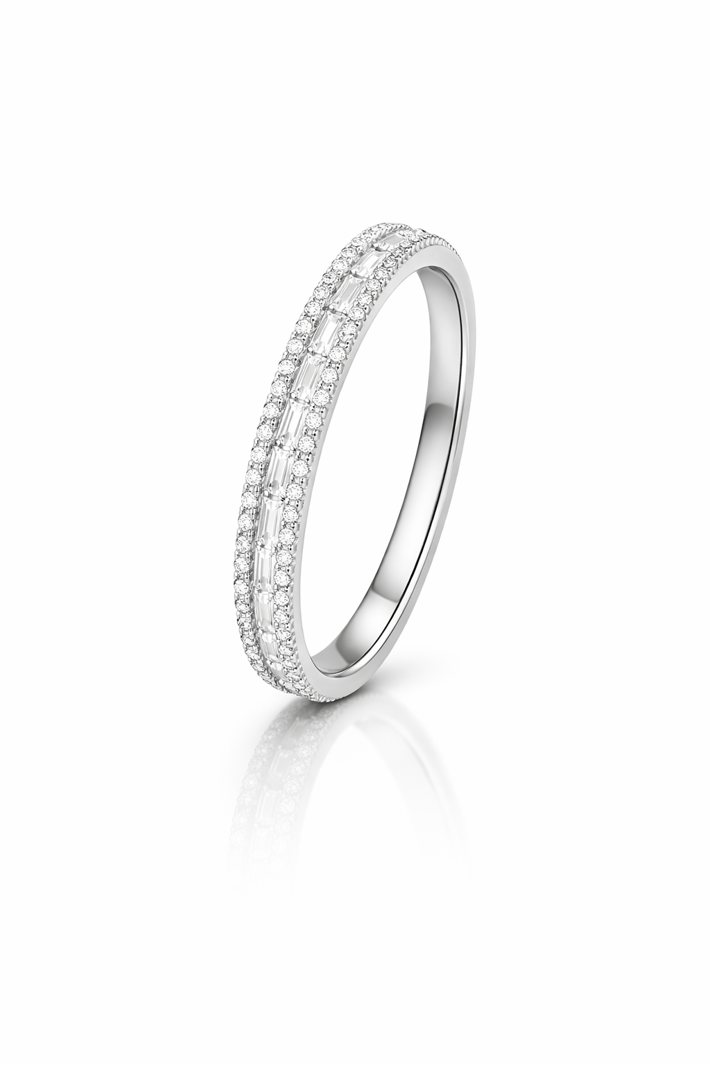 ANILLO DE PLATA 925 CON DOBLE FILA DE CIRCONITAS BRILLANTES