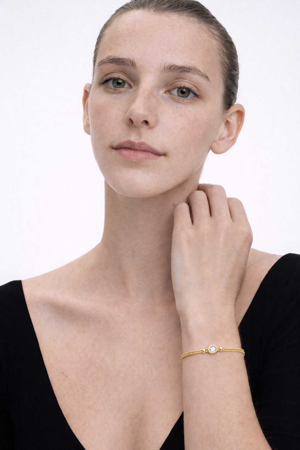 PULSERA DE PLATA 925 BAÑADA EN ORO 18K PUNTO DE LUZ Y CIRCONITA BRILLANTE