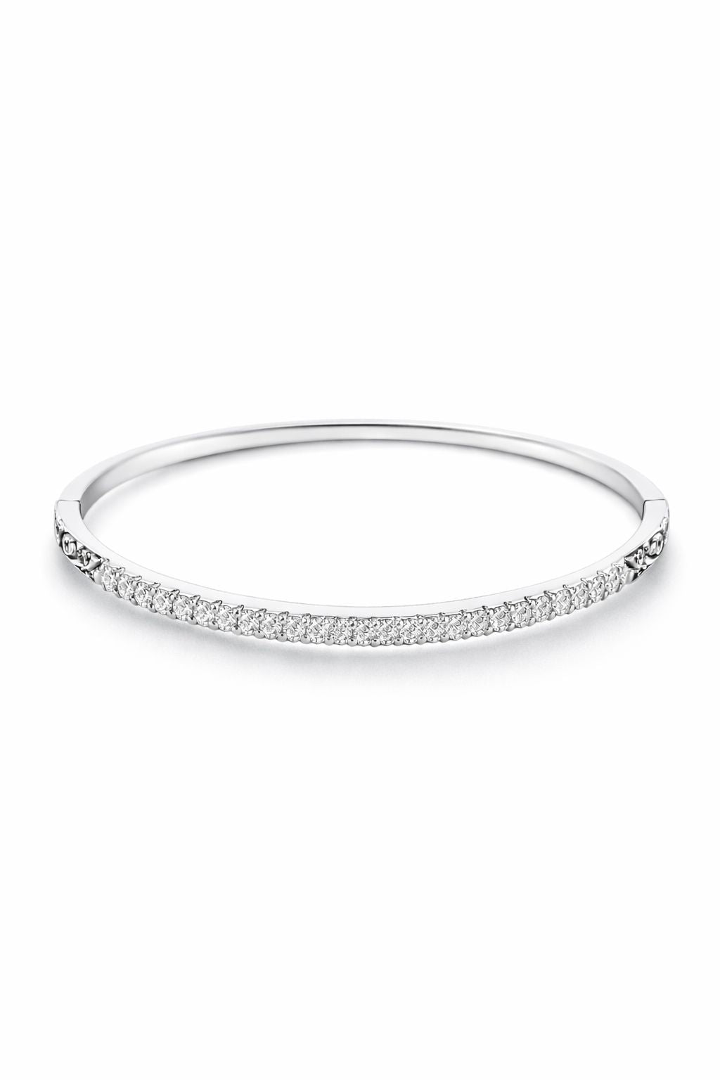 PULSERA RÍGIDA DE PLATA 925 CON CARRIL DE CIRCONITAS BRILLANTES