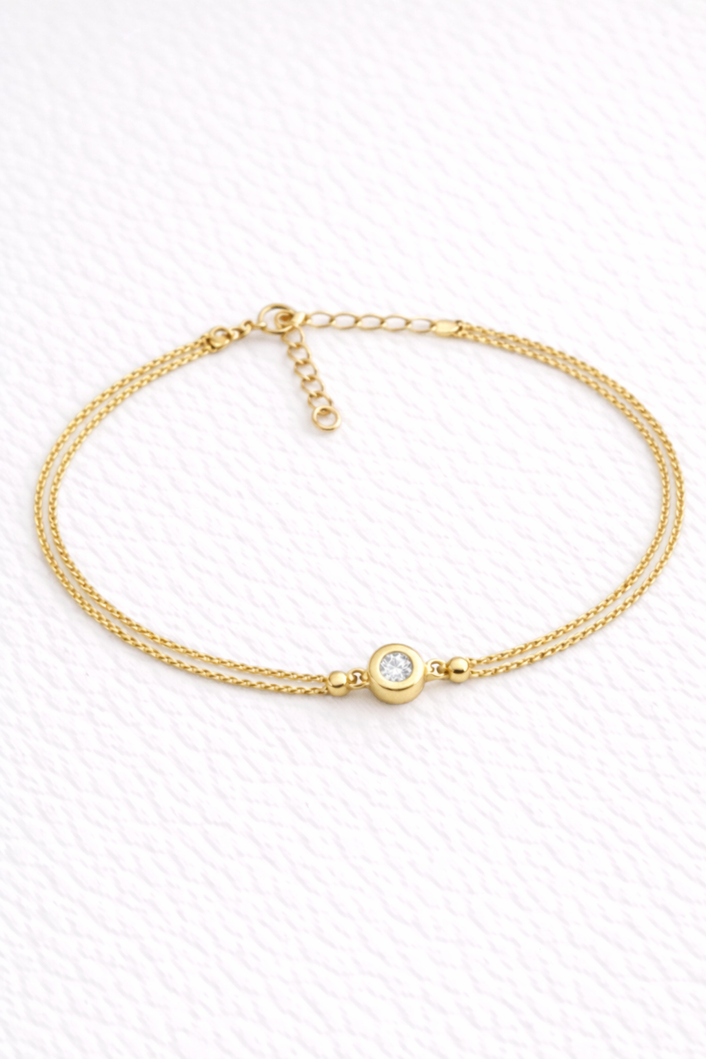 PULSERA DE PLATA 925 BAÑADA EN ORO 18K PUNTO DE LUZ Y CIRCONITA BRILLANTE